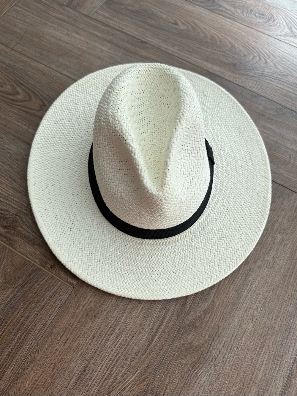 Aritzia - Auxiliary Wide Brim Straw Fedora Hat with Black Band